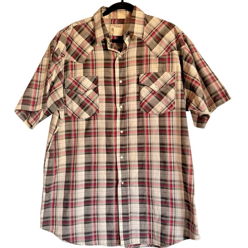 Vtg Ash Creek Trading Pearl Snap Plaid Western Shirt Mens M Ranch Cowboy Rodeo
